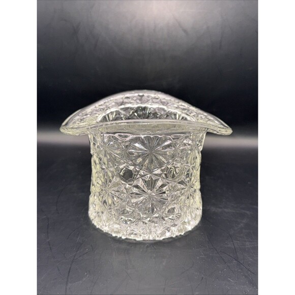 Vintage Fenton Daisy Button Clear Glass Top Hat Glassware - Picture 3 of 7